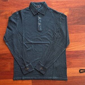 Brooksfield Dark Blue Long Sleeve Polo Shirt